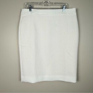 J Crew Skirt Womens 14 Ivory Textured Pencil Skirt Lined K5588 Preppy Casual